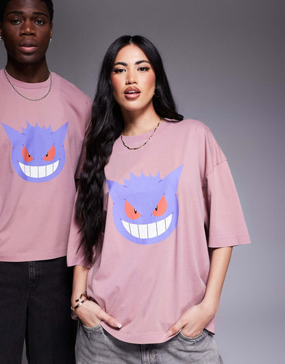 Pokemon Unisex Boxy Oversized T-Shirt With Gengar Print