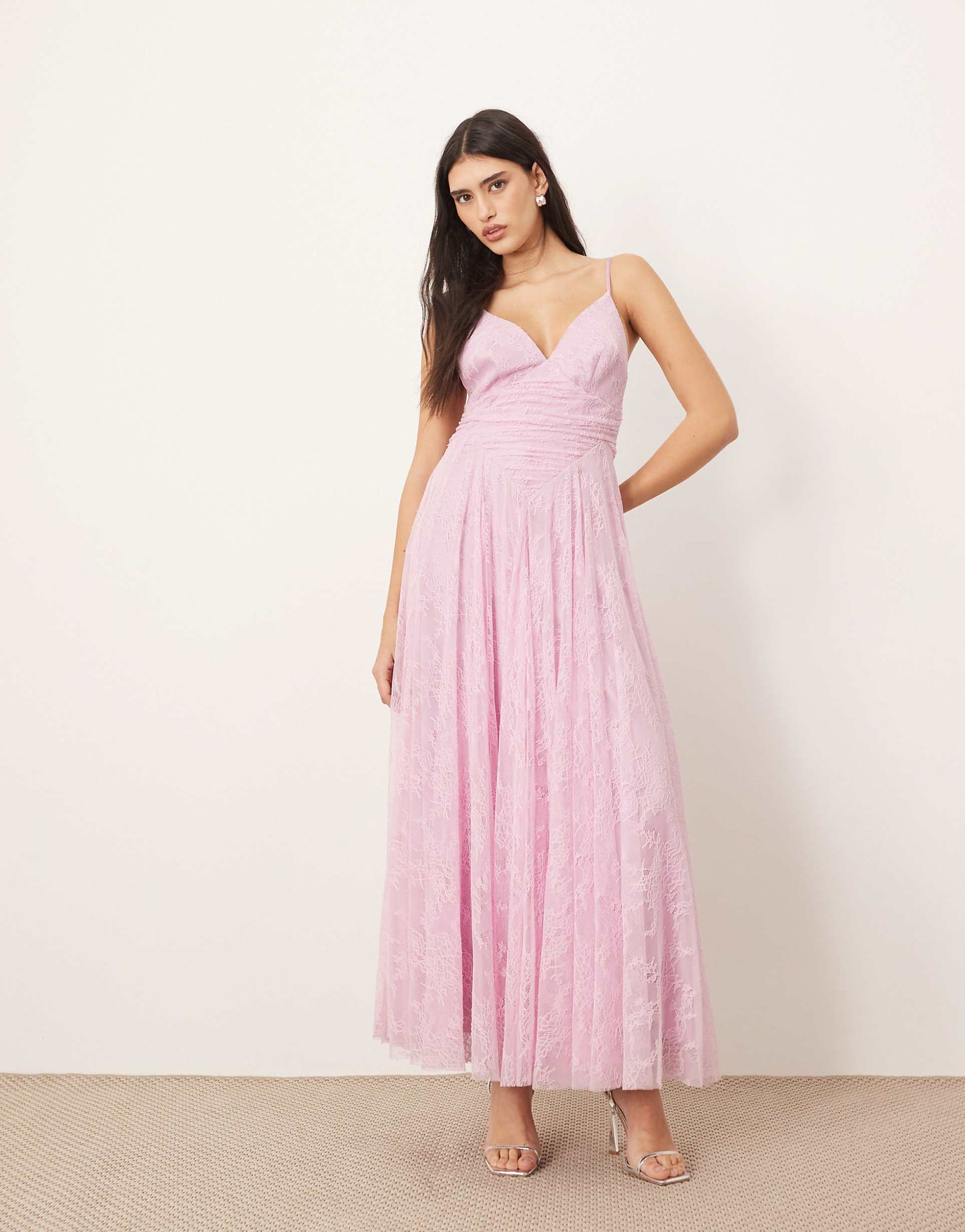 Lace Diamond Panel Maxi Dress