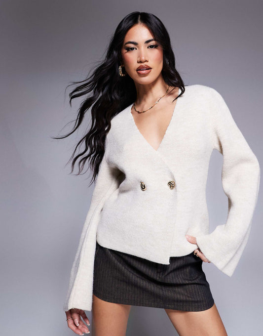 Asymmetric Button Cardigan