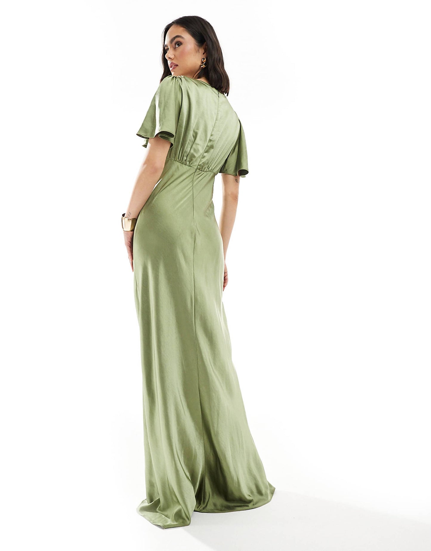 Bridesmaid Empire Waist Satin Maxi Dress