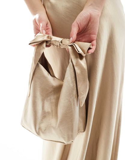 Bridesmaid Satin Bow Pouch Bag