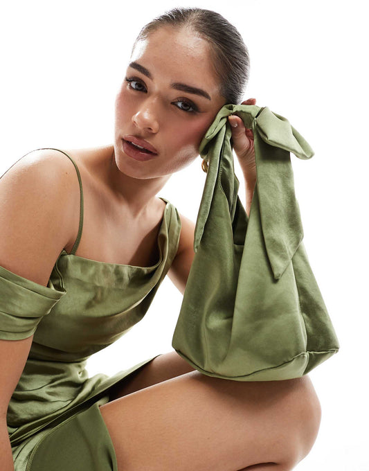 Bridesmaid Satin Bow Pouch Bag