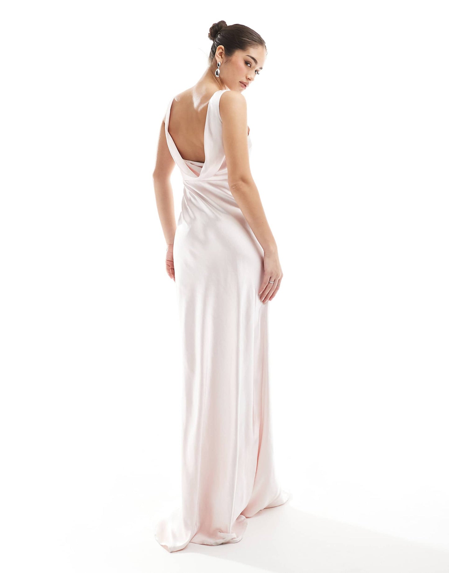Bridesmaid Cowl Back Satin Maxi Dress