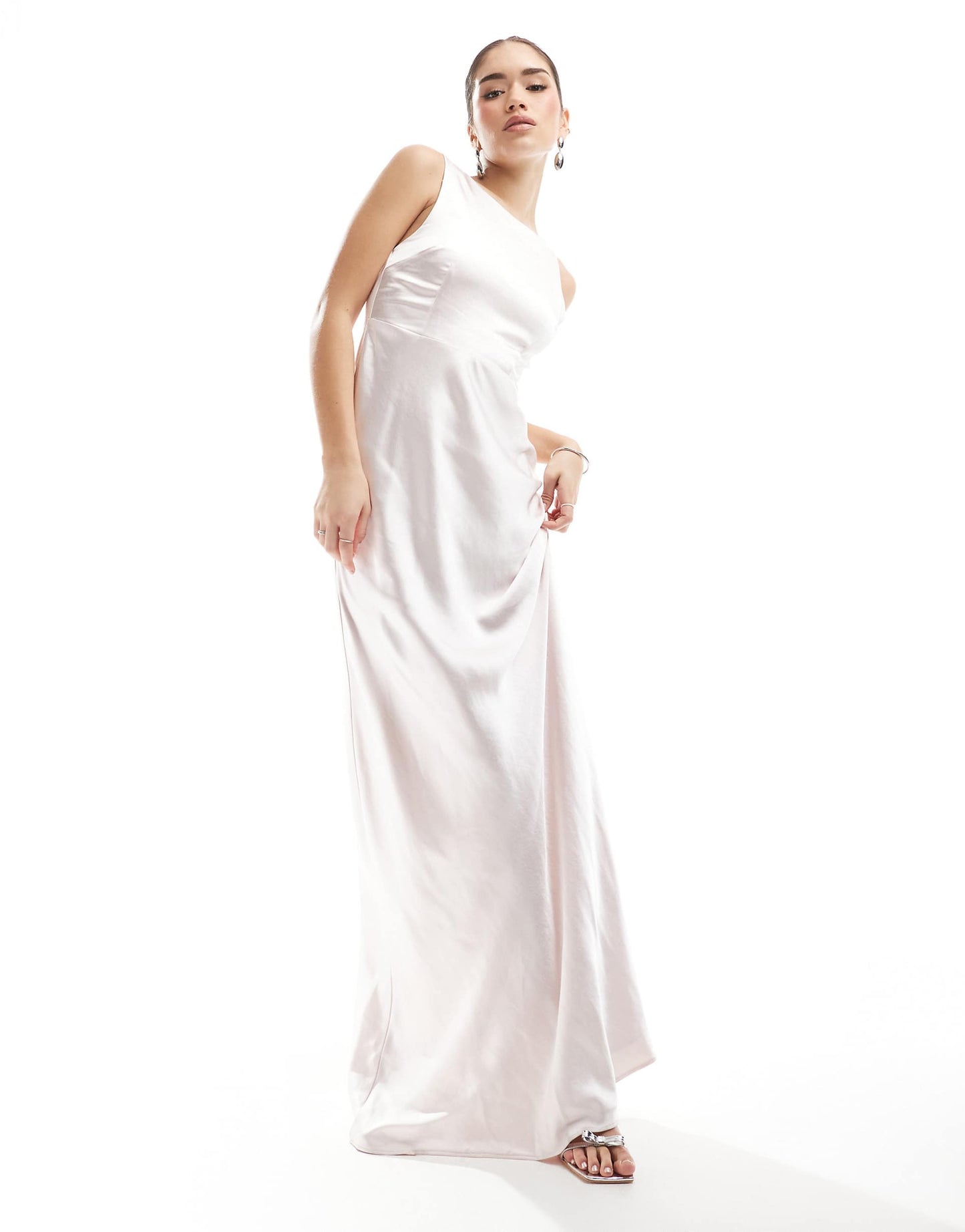 Bridesmaid Cowl Back Satin Maxi Dress