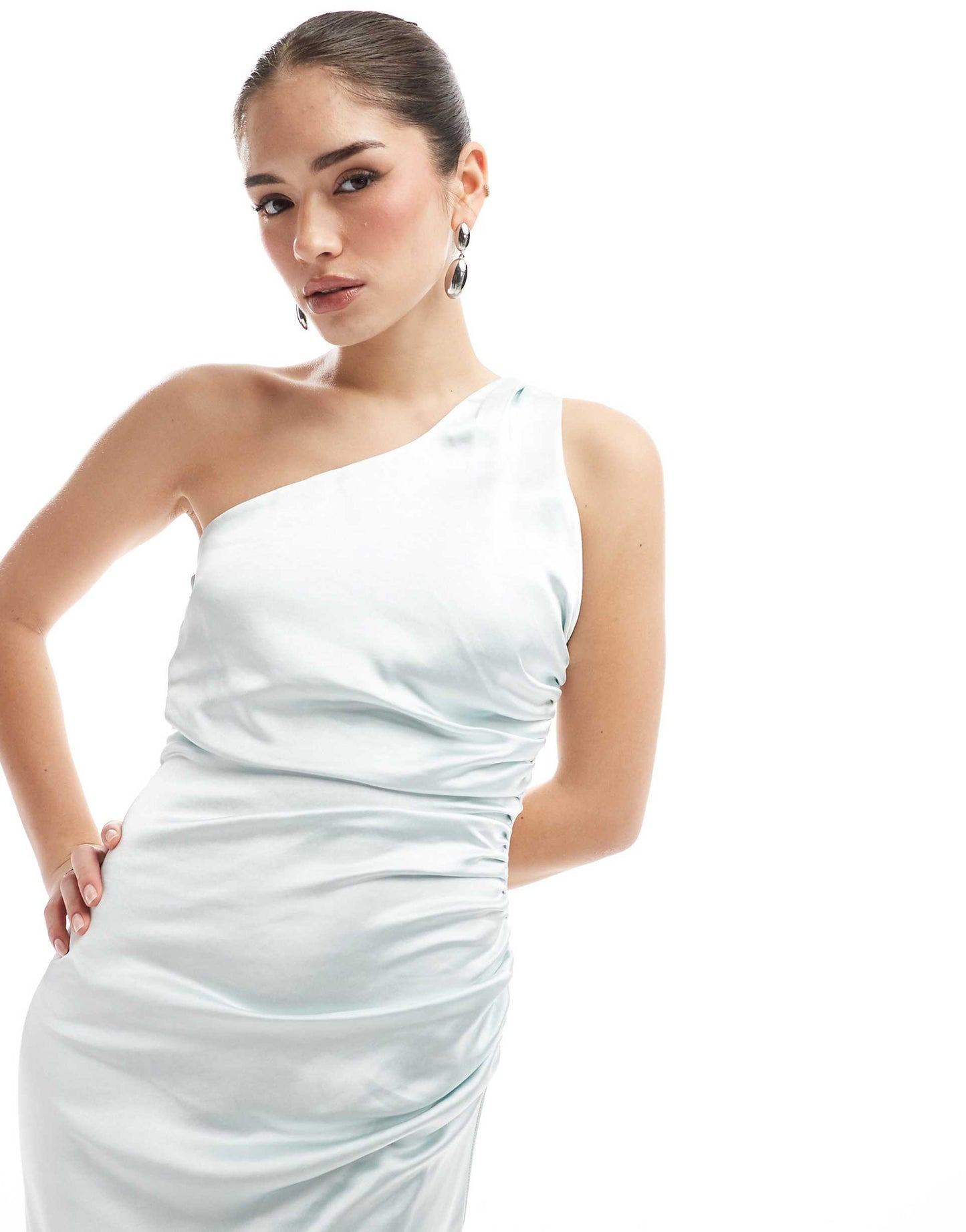 Bridesmaid One Shoulder Satin Maxi Dress