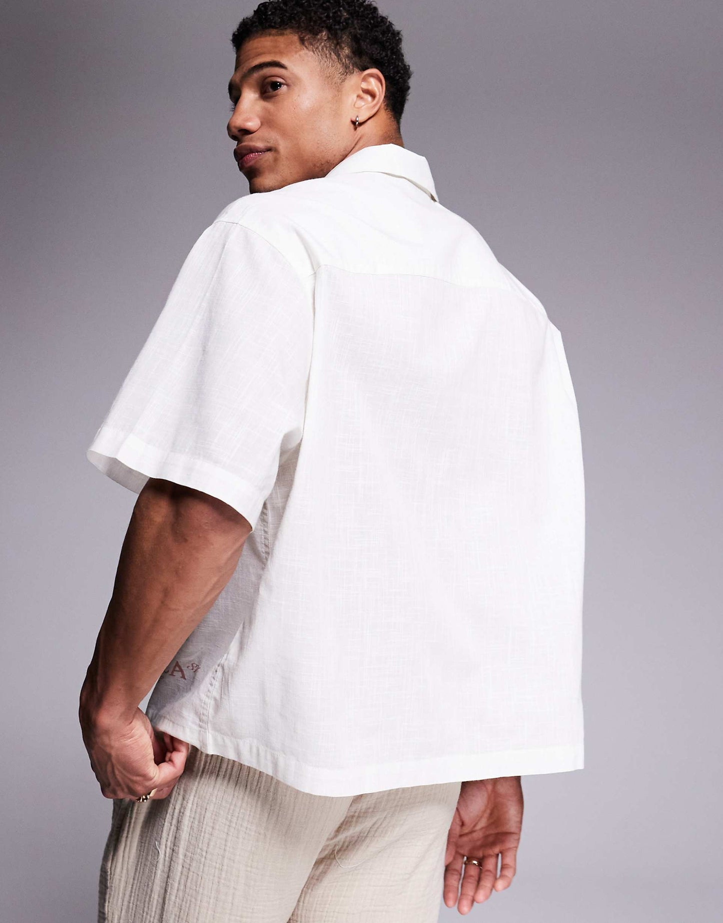 Boxy Oversized Revere Shirt With Placement Print