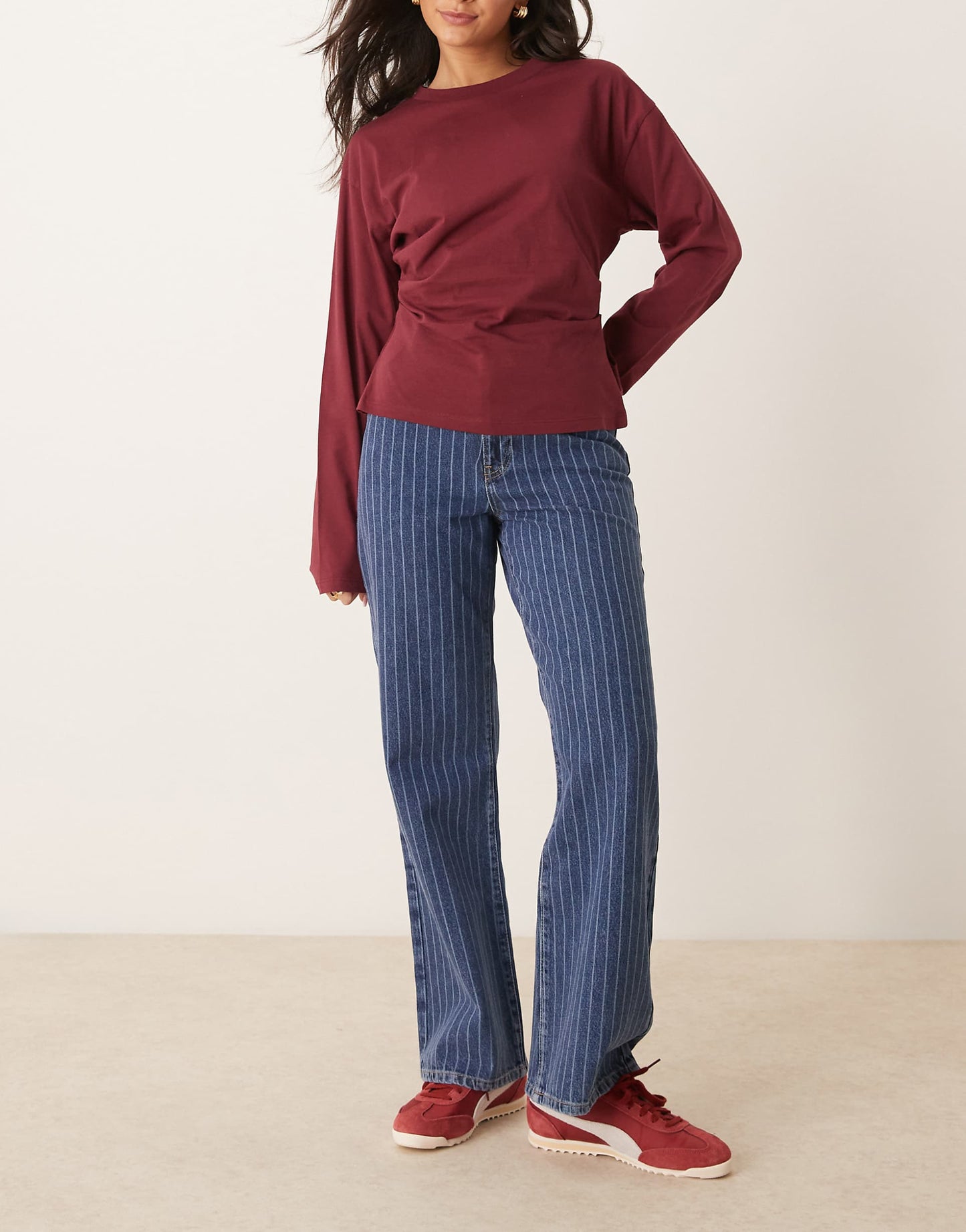 Adalae Wide Leg Jean With Stripes