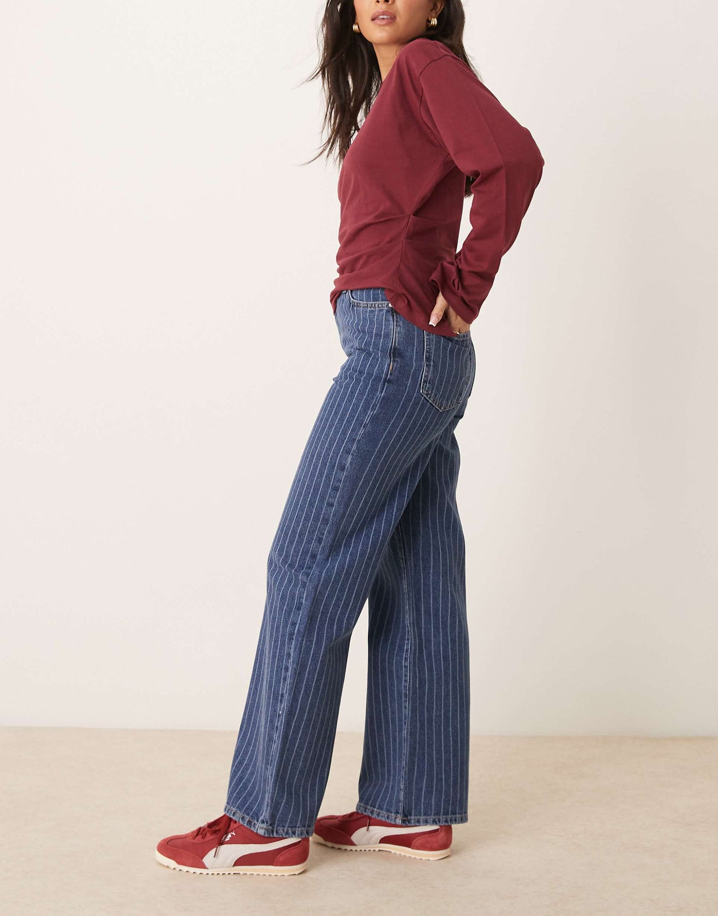 Adalae Wide Leg Jean With Stripes