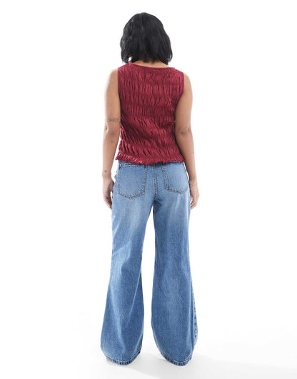 Petite Ripped Wide Leg Jean