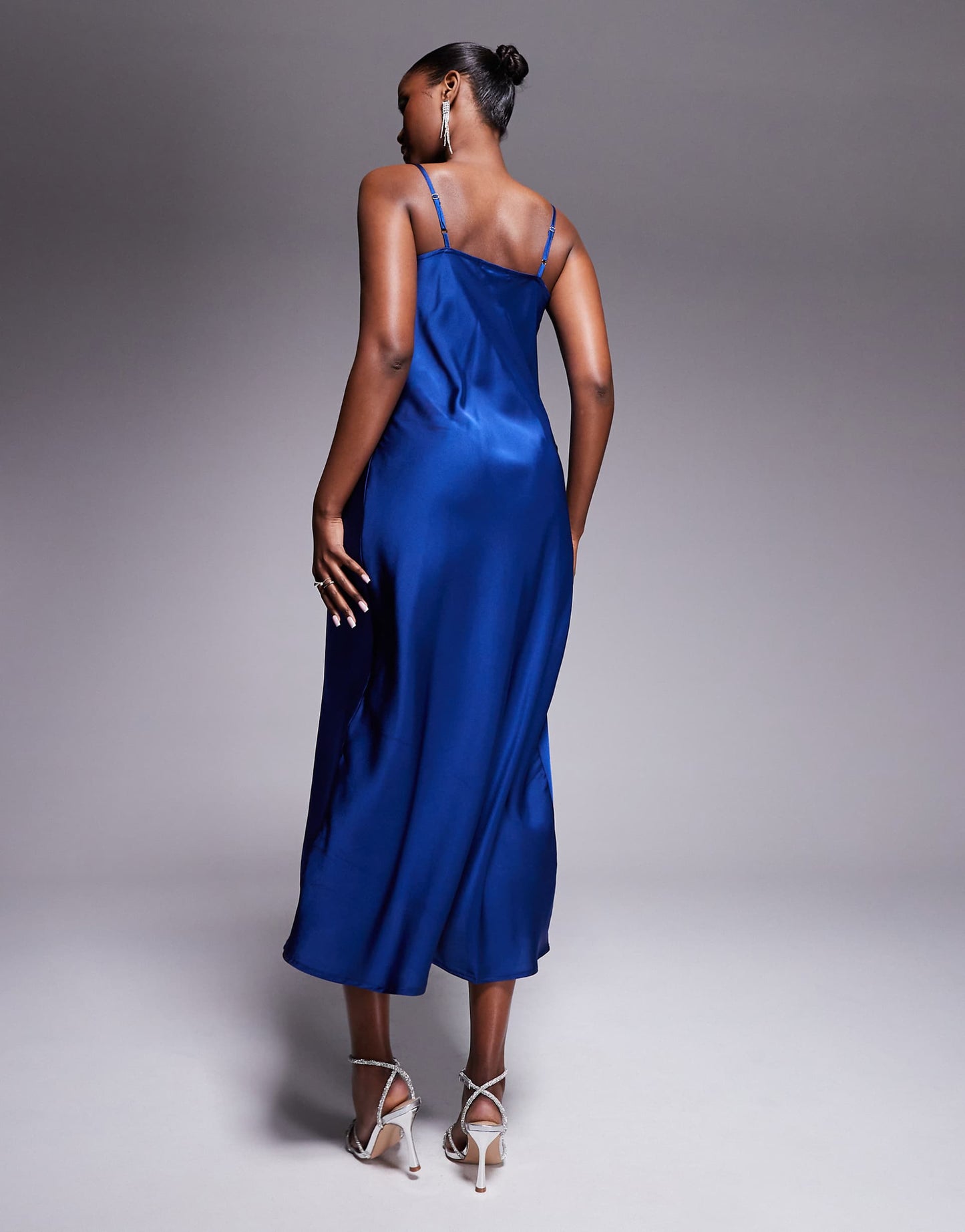 Cowl Neck Satin Midi Dress