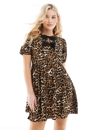 Bow Front Mini Smock Dress