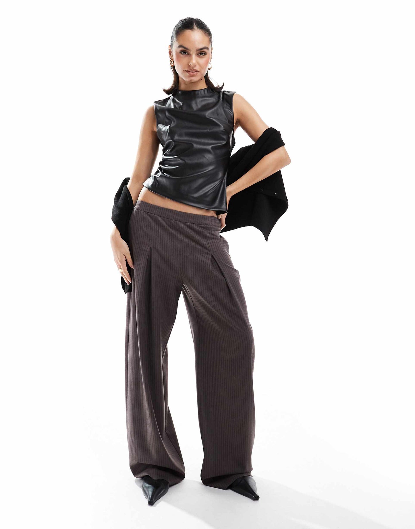 Faux Leather High Neck Top