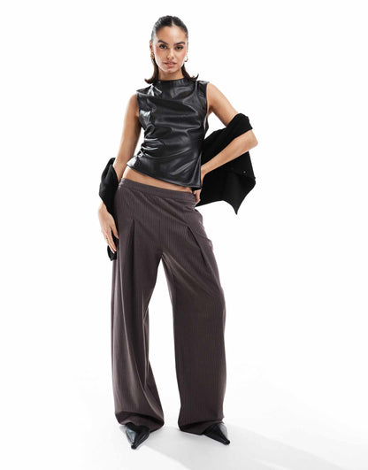 Faux Leather High Neck Top
