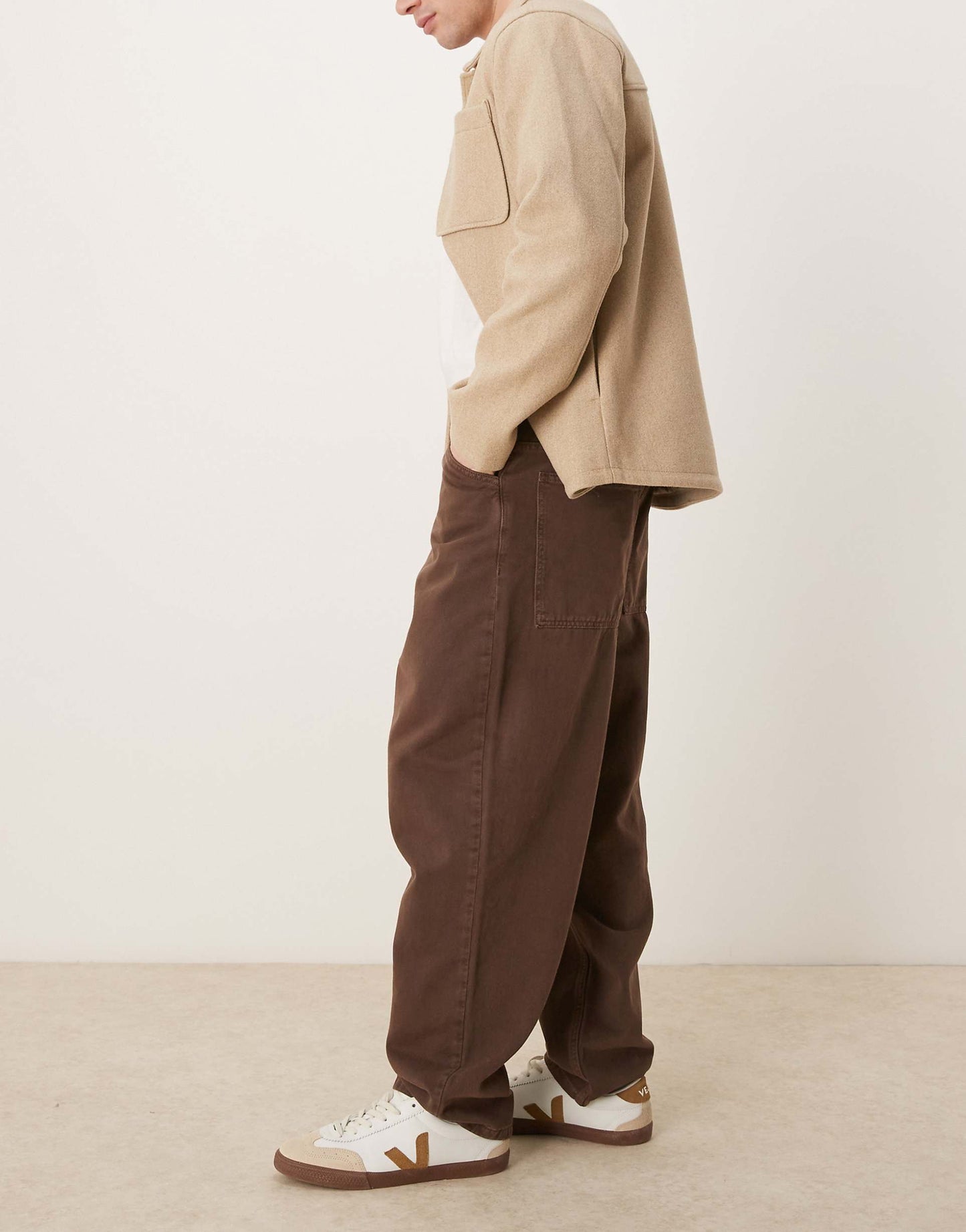 Skater Fit Jeans With Heavy Brown Wash
