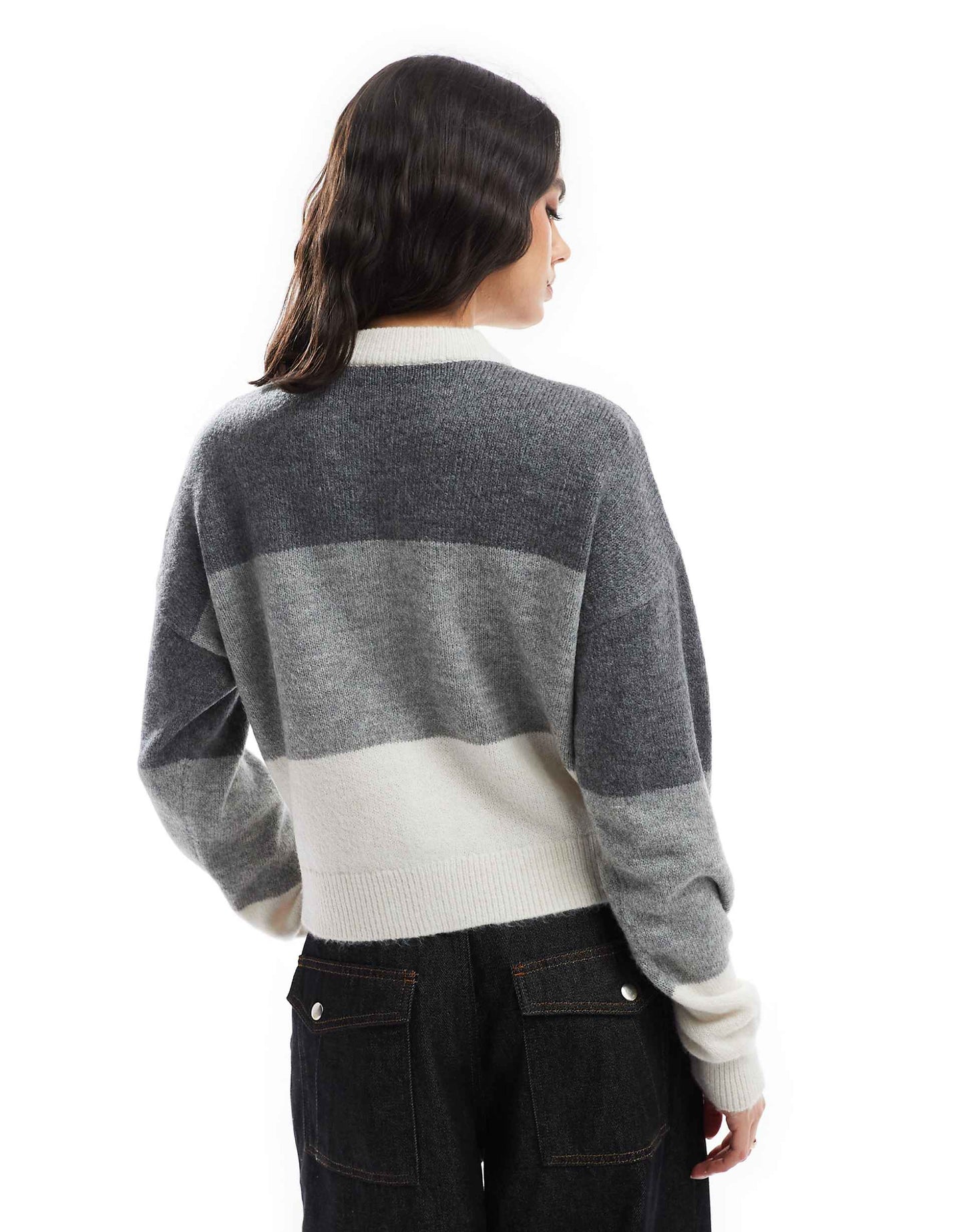 Crew Neck Colour Block Gradient Cardigan