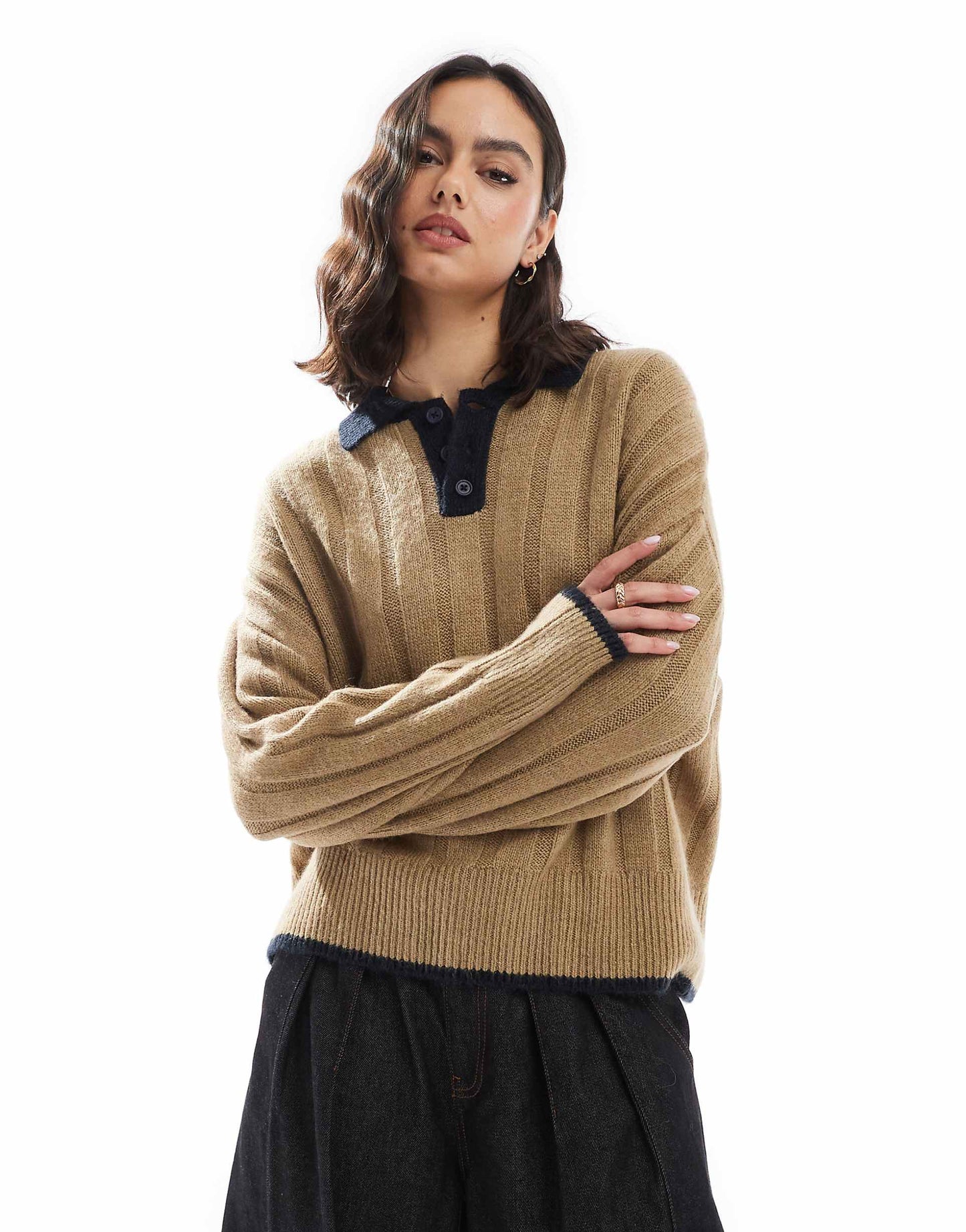 Chunky Knitted Polo Shirt