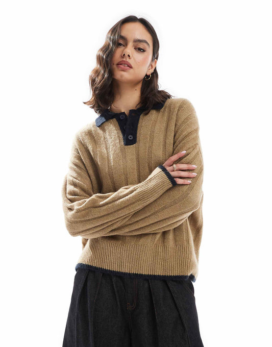 Chunky Knitted Polo Shirt