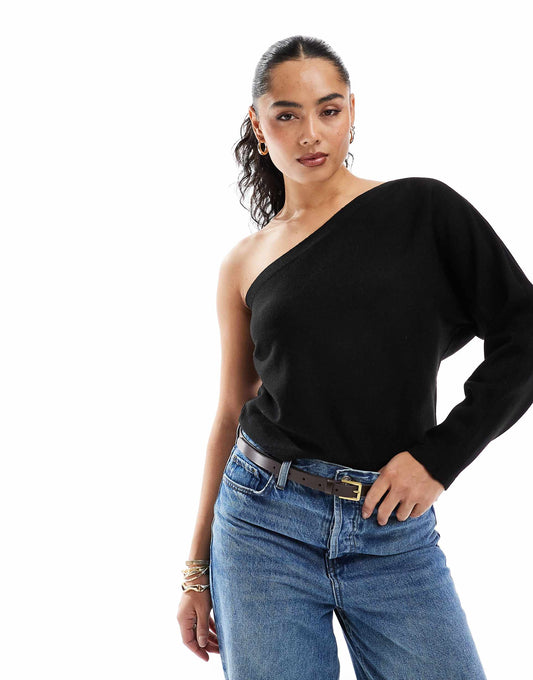 Knitted Asymmetric One Shoulder Jumper