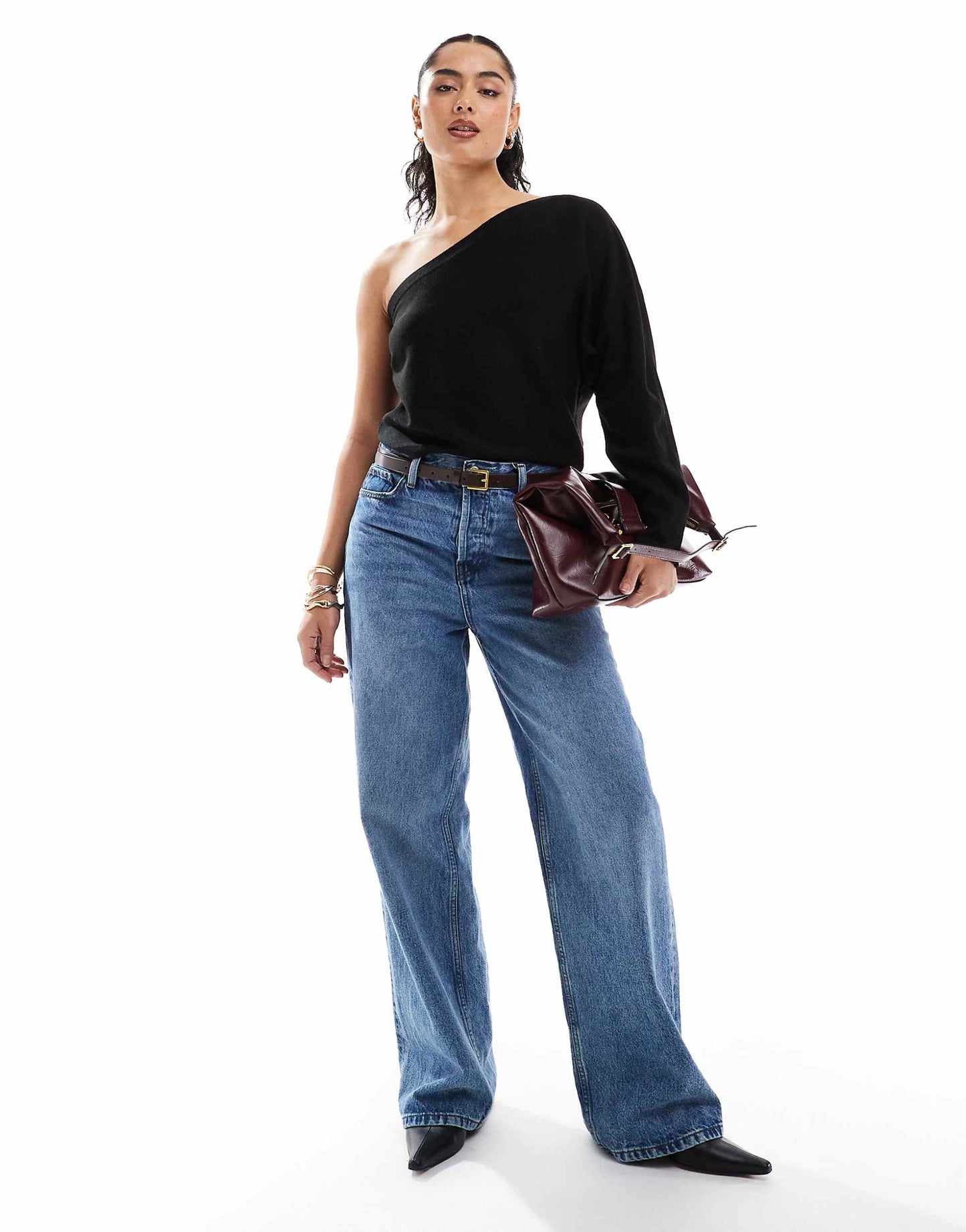 Knitted Asymmetric One Shoulder Jumper