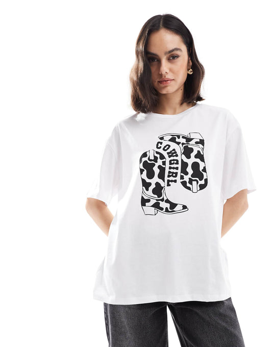 Oversized T-Shirt With Cowgirl Graphic