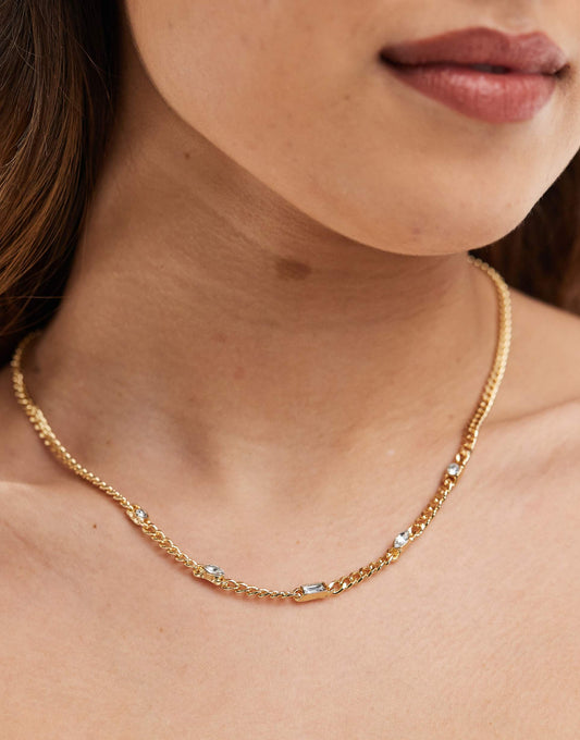 Baguette Stone Detail Chain Necklace