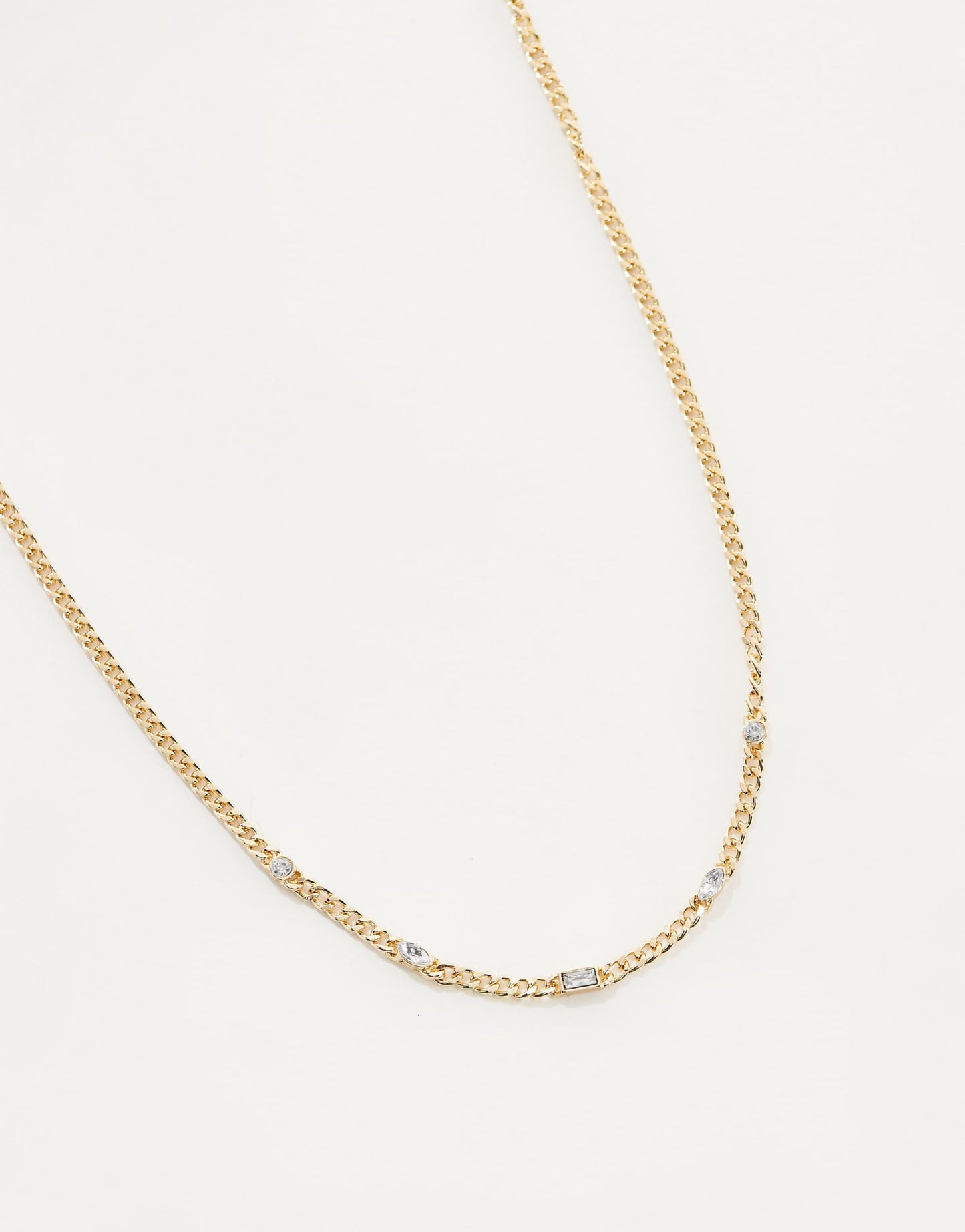 Baguette Stone Detail Chain Necklace