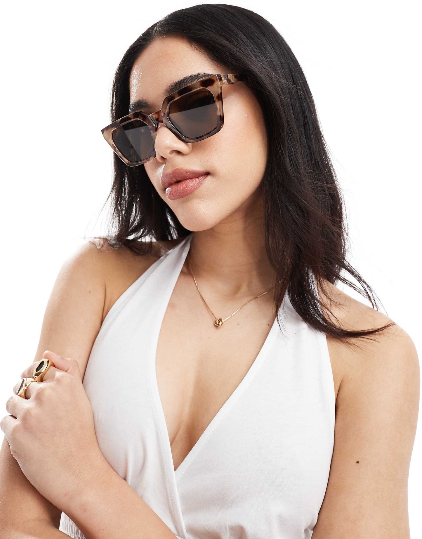 Square Frame Sunglasses With  Brown Tint Lense