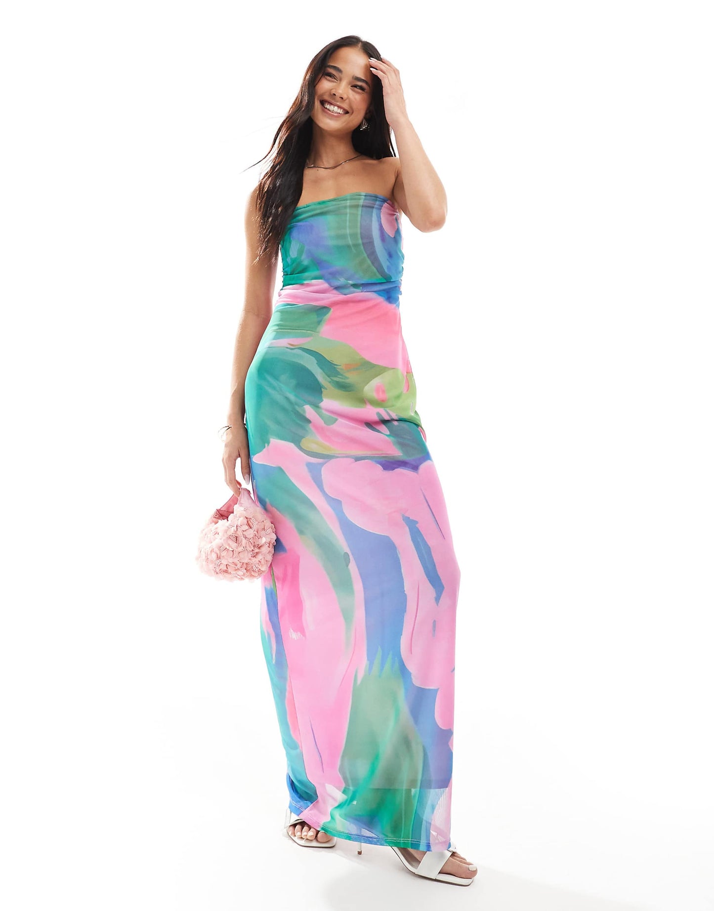 Mesh Bandeau Maxi Dress