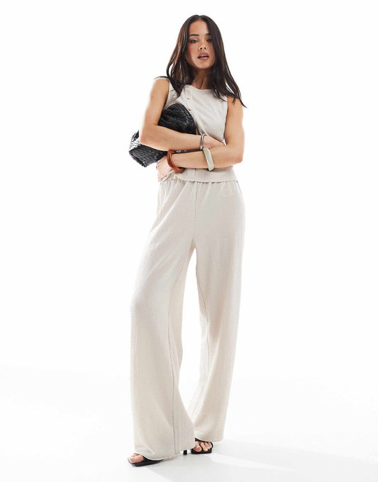 Textured Jersey Wide Leg Trouser Co-Ord