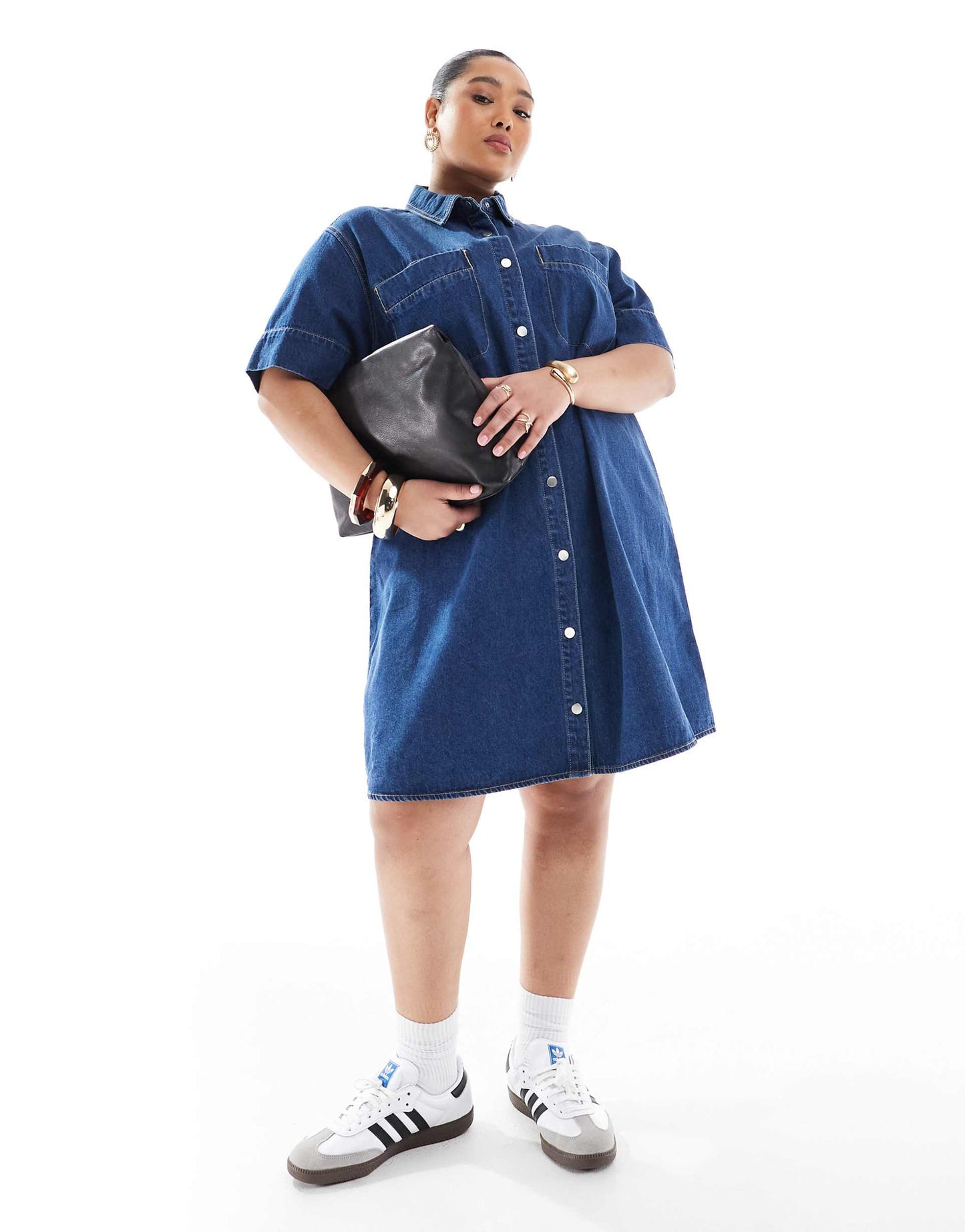 Curve Boxy Denim Mini Dress