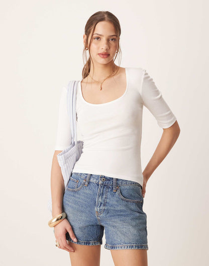 Ribbed Scoop Neck Top