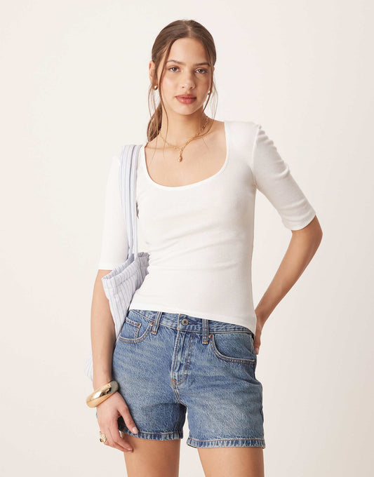 Ribbed Scoop Neck Top