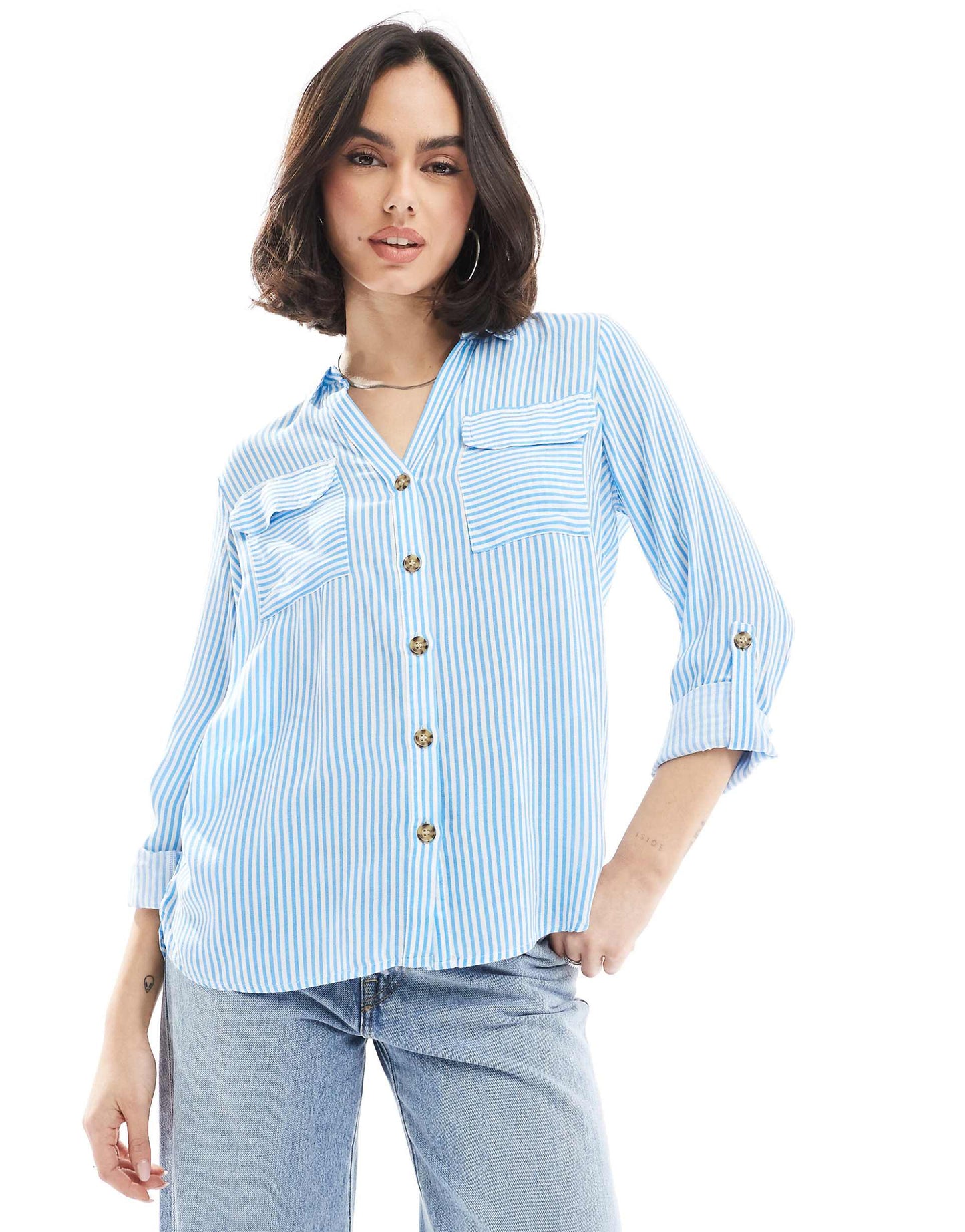 Button Down Shirt With Pocket Detail