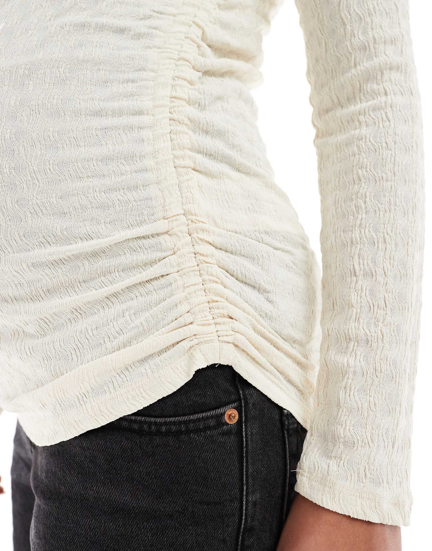 Maternity Textured Ruched Long Sleeve Top