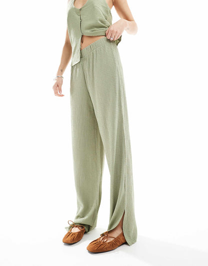 Textured Jersey Split Leg Trouser Co-Ord