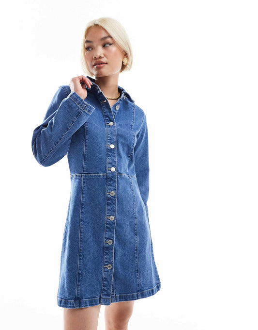 Wide Sleeve Buttondown Mini Dress