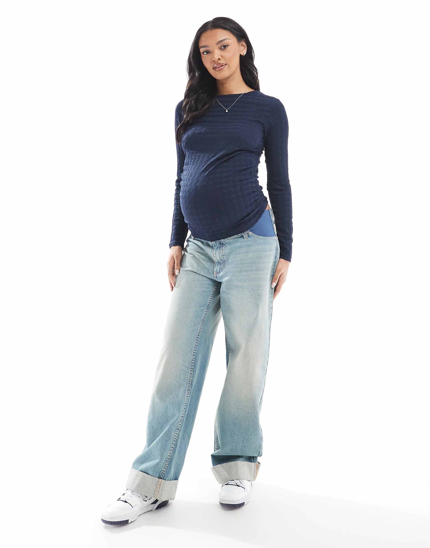 Maternity Textured Ruched Long Sleeve Top