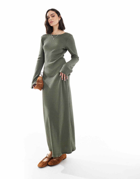 Long Sleeve Textured Maxi Dress