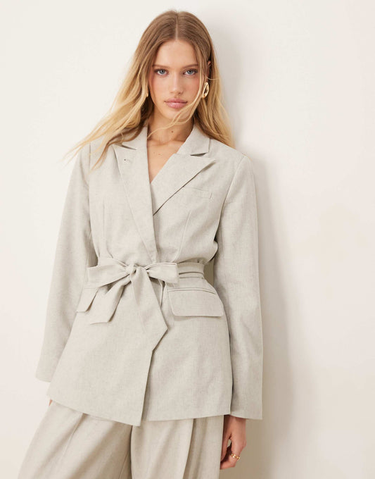 Double Breasted Belted Blazer Co-Ord