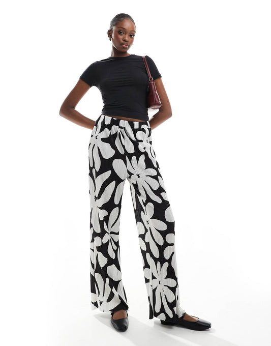 Tall High Waist Wide Leg Plisse Trouser