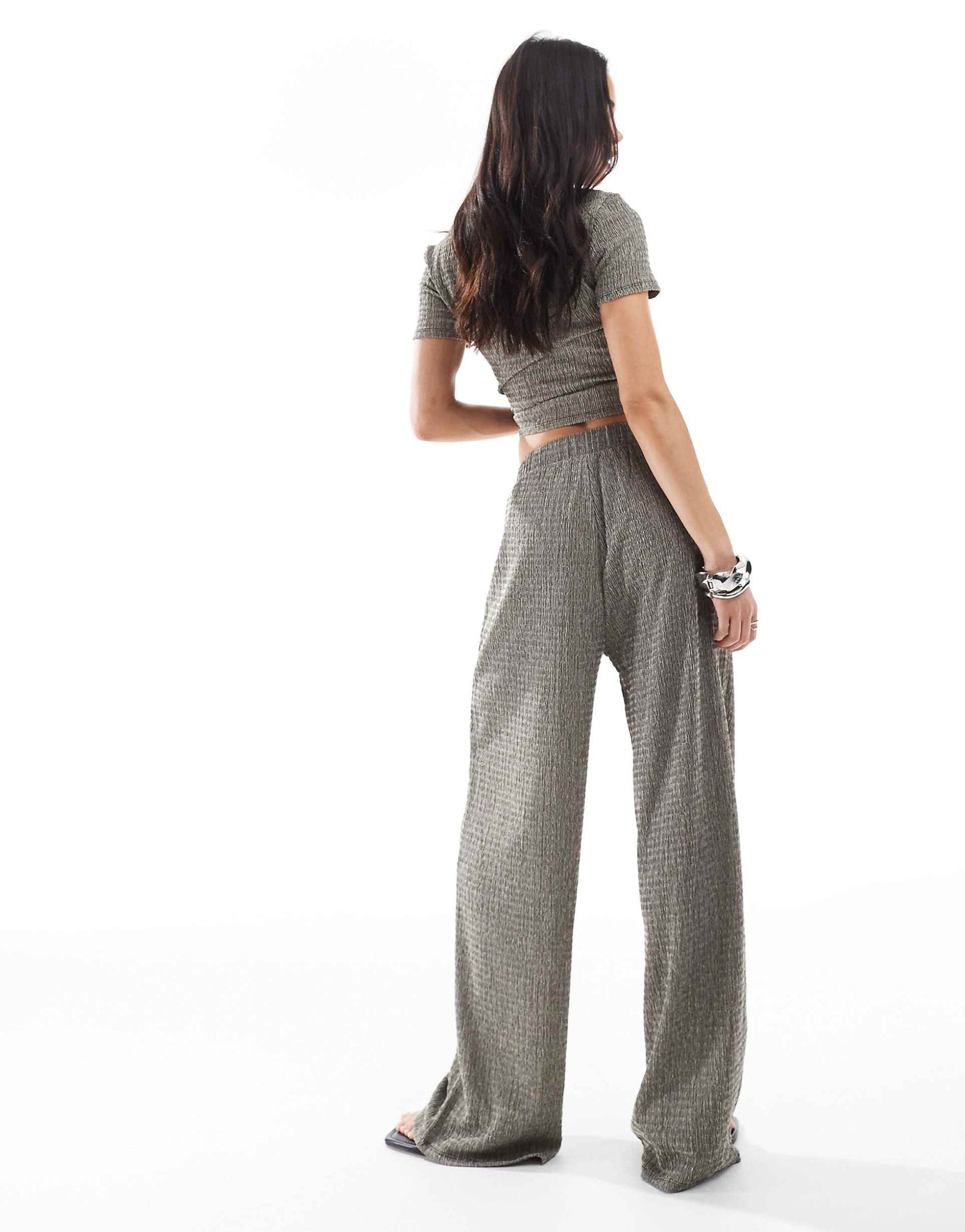 Textured Plisse Wide Leg Trouser Co-Ord