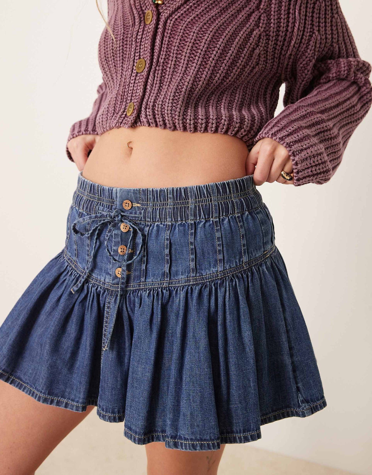 Roselle Ruffled Denim Mini Skirt