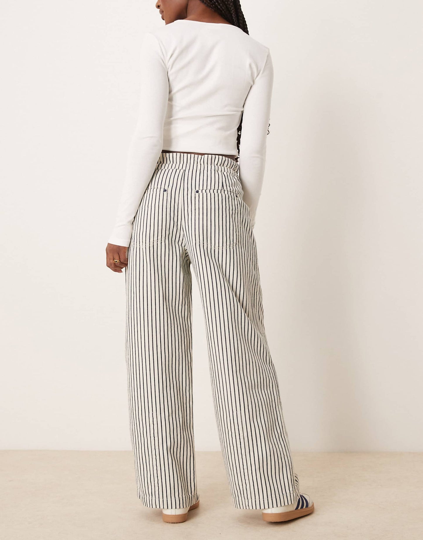 Dakota Striped Cinched Waist Pull-On Jeans