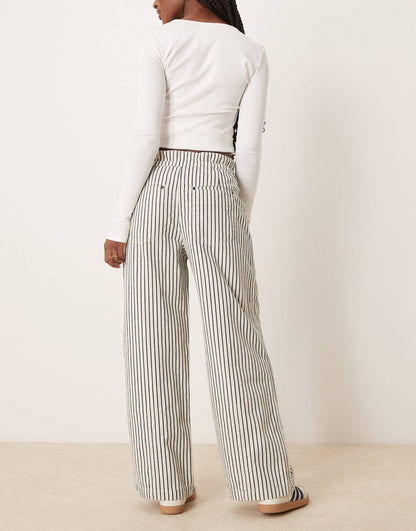 Dakota Striped Cinched Waist Pull-On Jeans