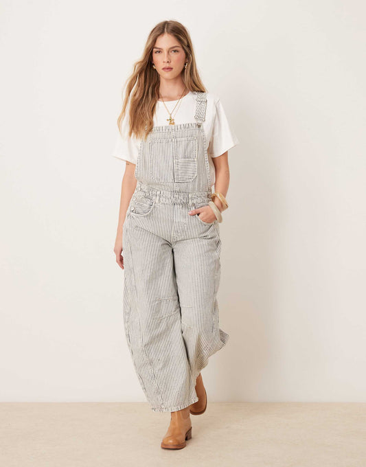 Good Luck Striped Denim Overalls