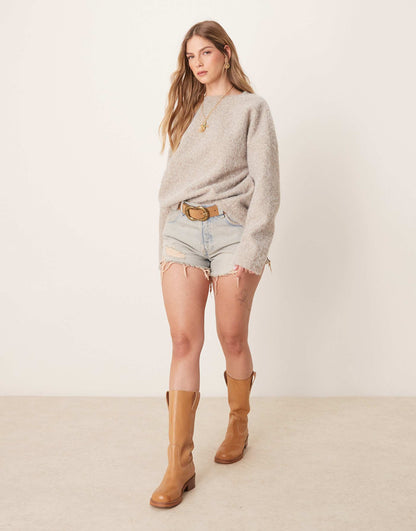 Now Or Never Distressed Denim Shorts