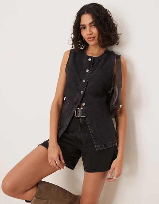 Aimee Button Through Denim Vest