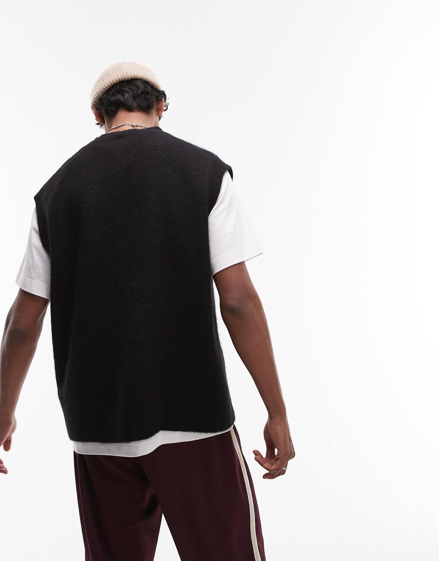 Alpaca Blend Knitted Crew Neck Vest