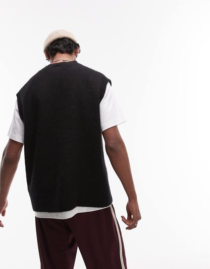 Alpaca Blend Knitted Crew Neck Vest