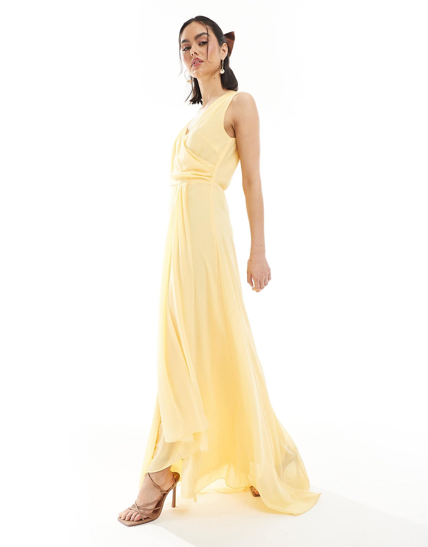 Bridesmaid Chiffon Wrap Front Maxi Dress With Wrap Skirt